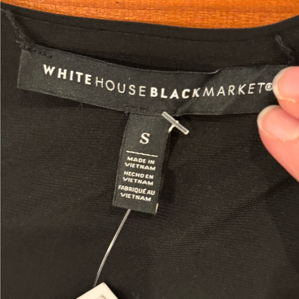 WHBM Faux Wrap Reversible Long Sleeve Jersey Dress-Black and Geometric, S - Picture 10 of 13